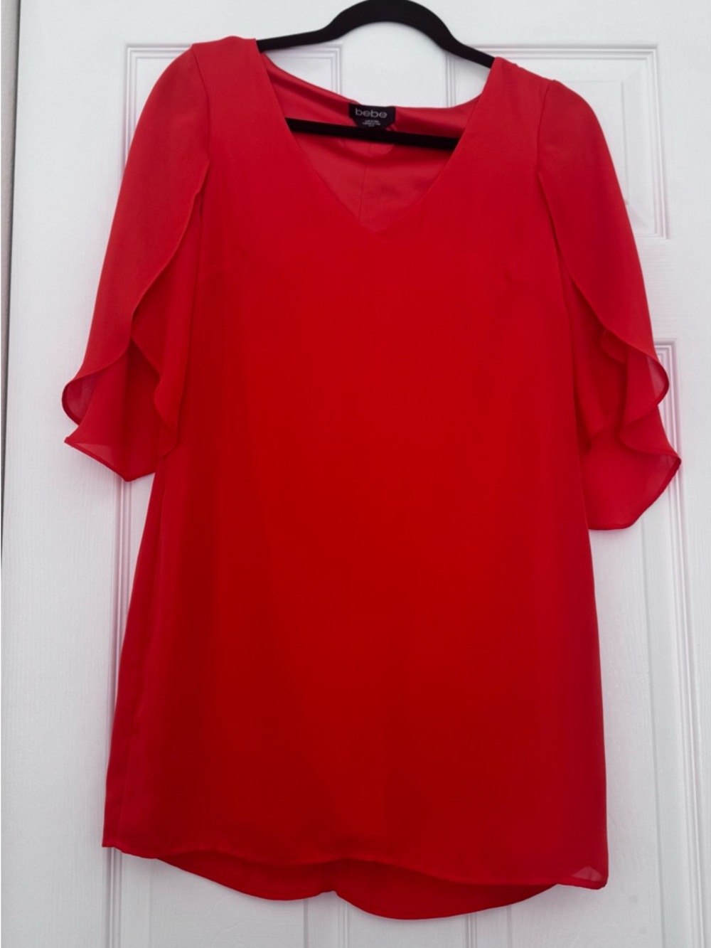 bebe Red Flutter Sleeve Dress
